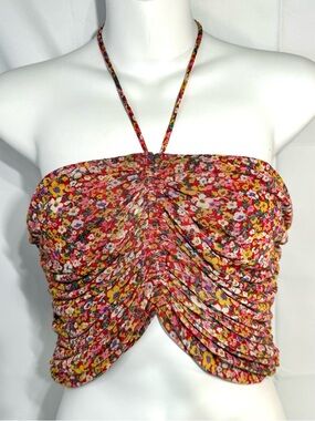 Urban Outfitters Floral Ruched Tube‎ Top Halter Y2K Festival Crop M